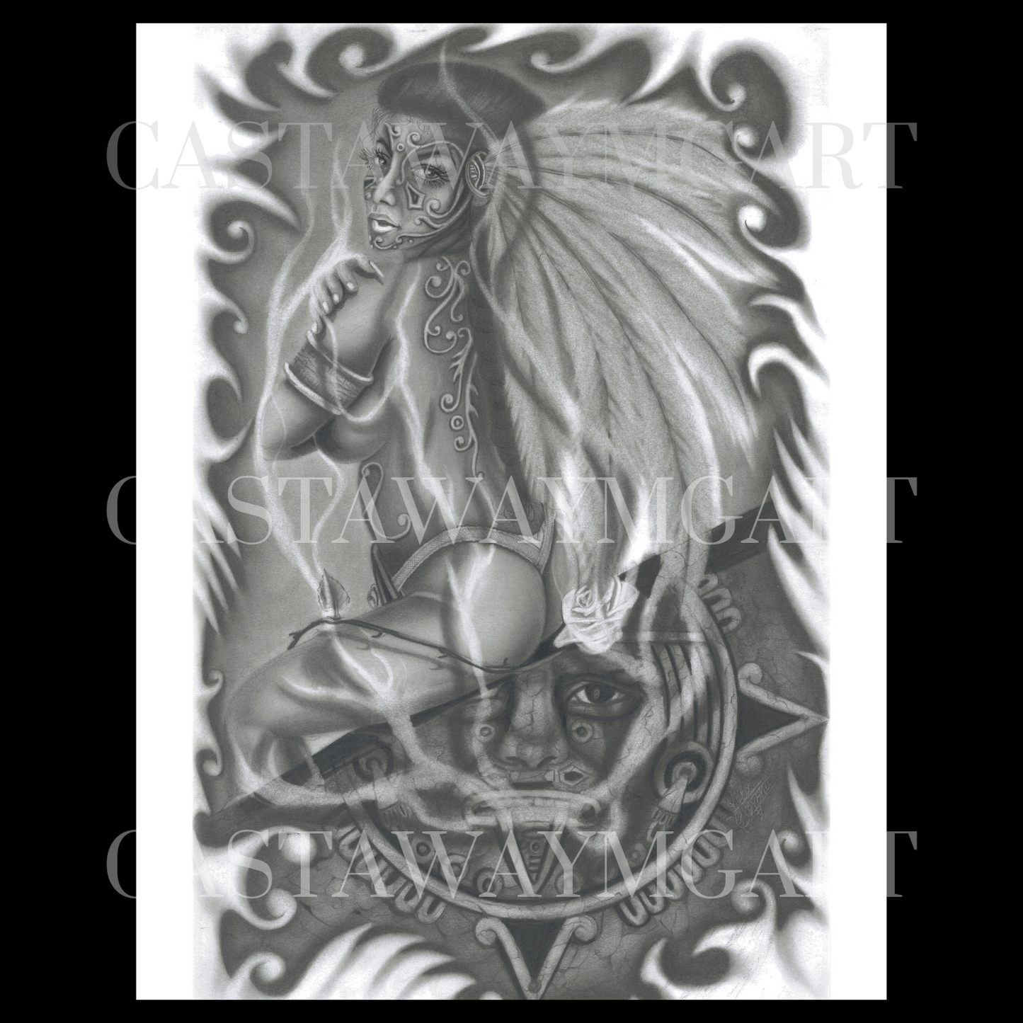 Woman with Feathers in Armor