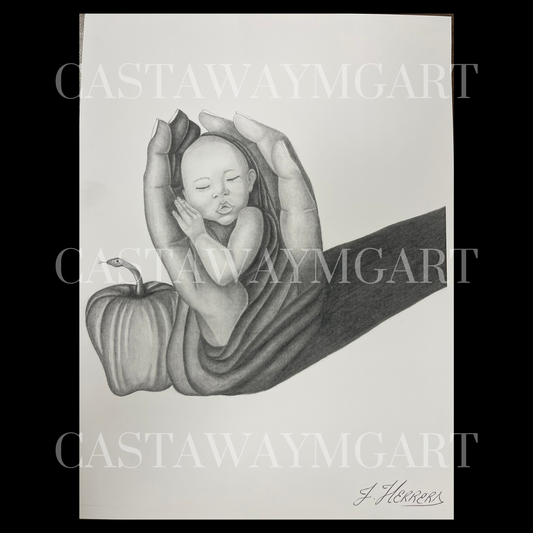 Praying Hands Holding Baby (Pencil)