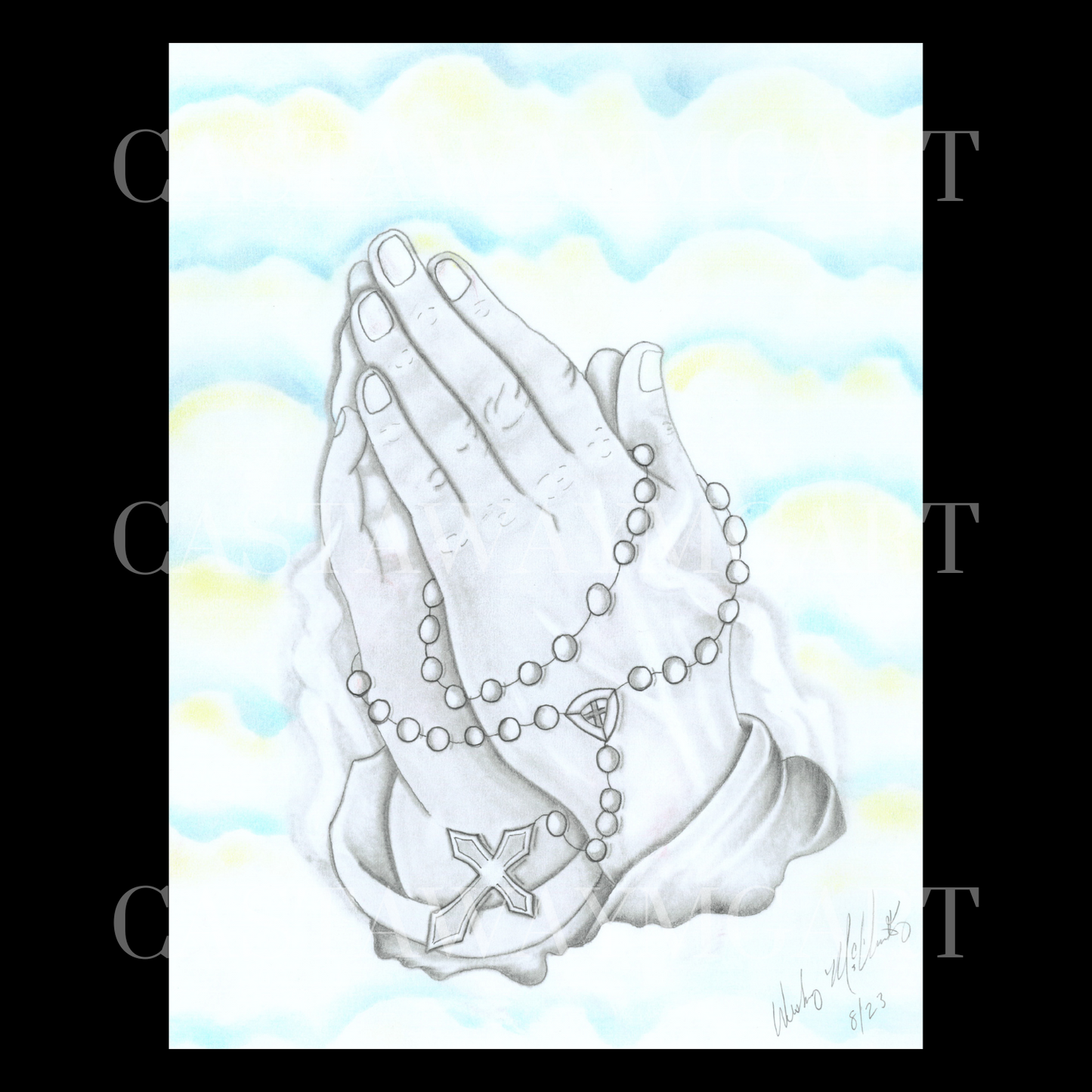 Praying Hands with Beads